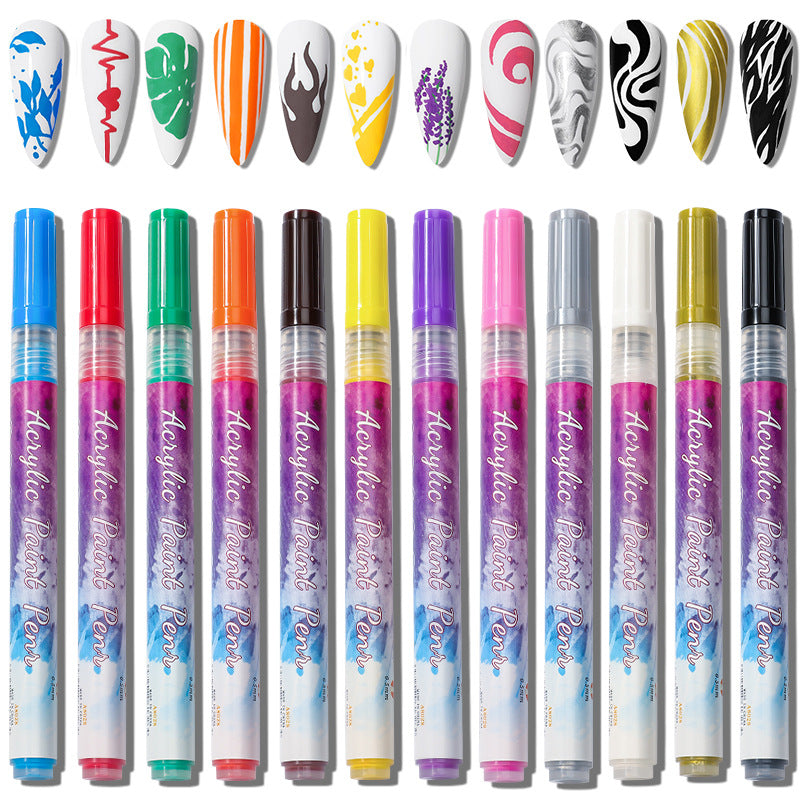 UDIYO Nail Art Pens,High Pigmented Decorative Nail Polish Pen Drawing  Graffiti Nail Supplies 
