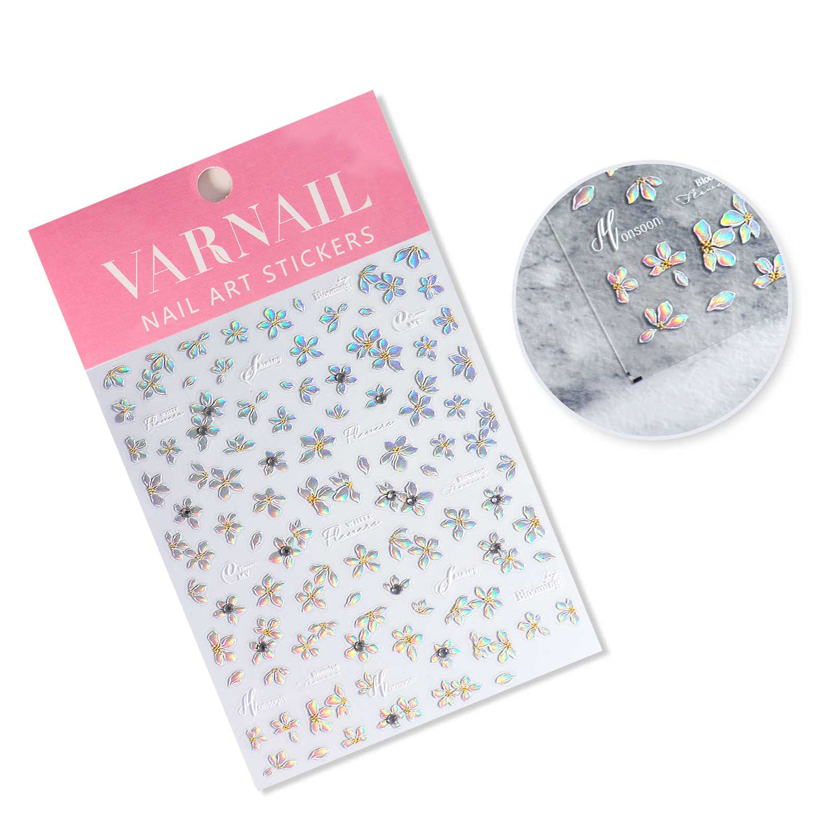 Rhinestone Nail Sticker - Pear Flower (Holo)