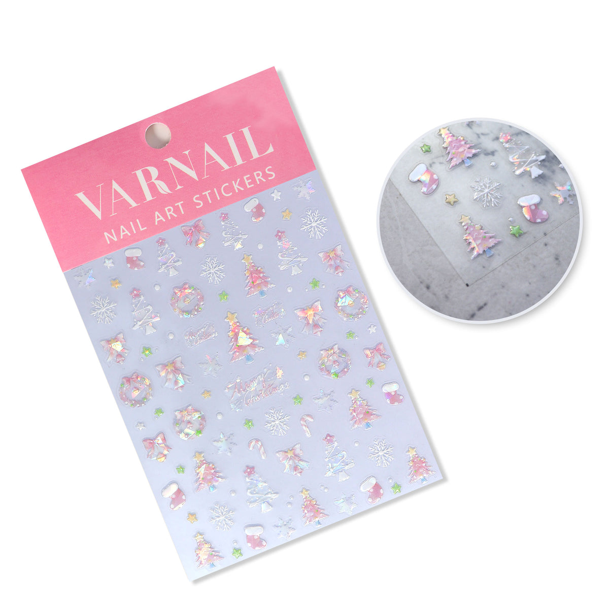 Shell Nail Sticker - Pink Christmas