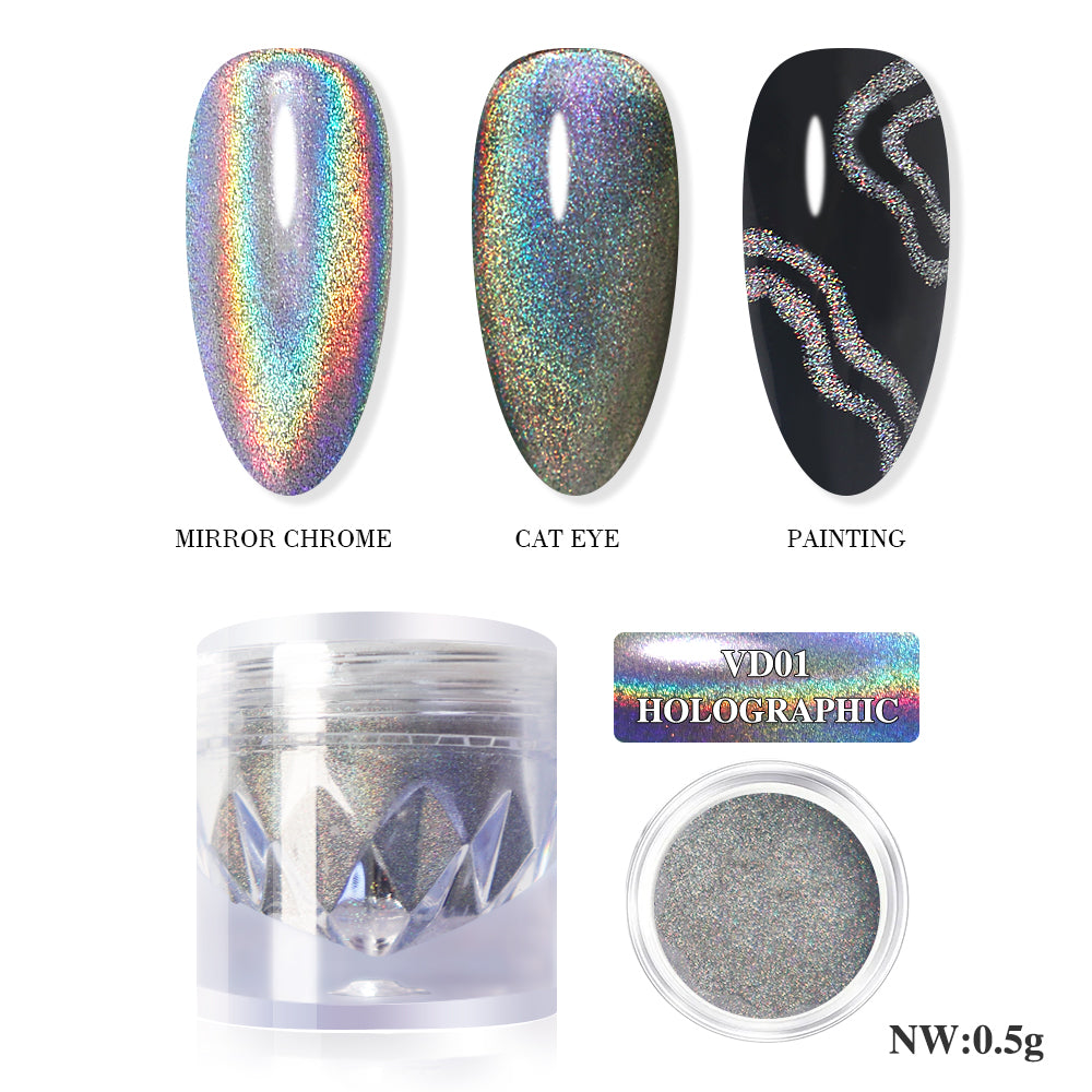 3-in-1 Magnetic Chrome Powder - VD01 Holographic