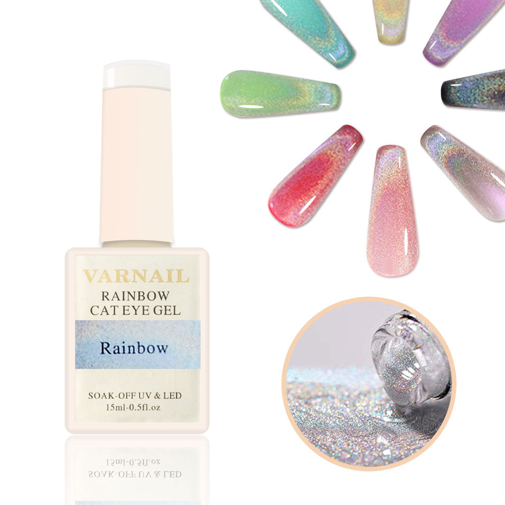 Buy Rainbow Holographic Cat Eye Magnetic Gel Polish – VARNAIL