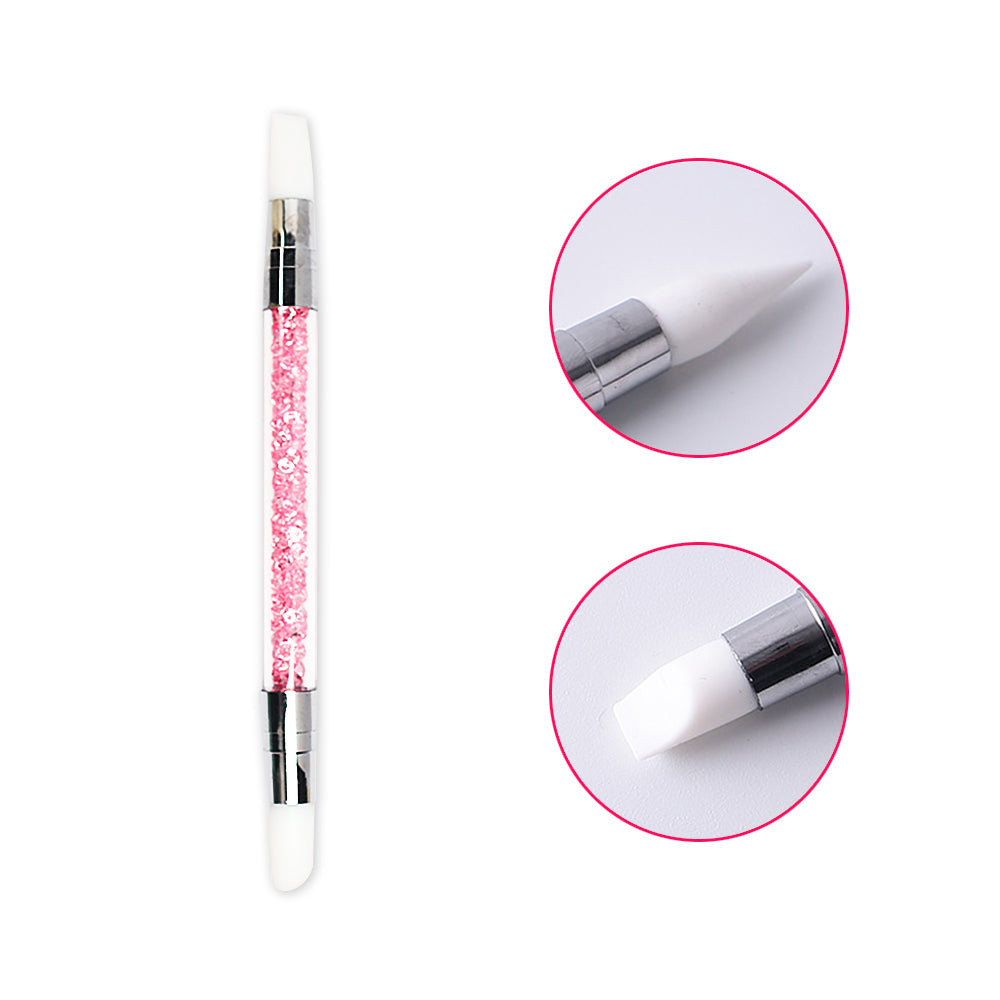 Double Ended Silicone Nail Brush Professional Nail Art Tool